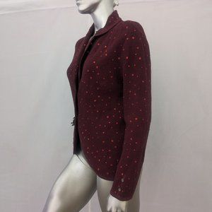 Crocheted Sequined Wine Burgundy Blazer Cardigan NWT